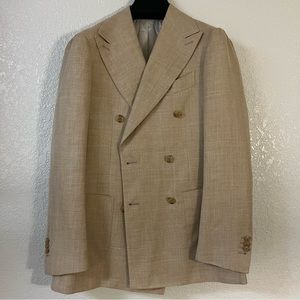 Suit Supply Tan Herringbone Double Breasted Suit